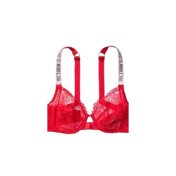 Very Sexy “The fabulous line” full coverage rhinestone strap lace bra. Red or Bl - Picture 6 of 16